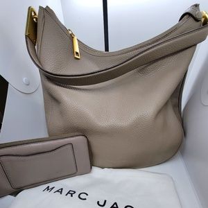 Authentic Marc Jacobs Pebbled Grey Leather Hobo Bag with Wallet